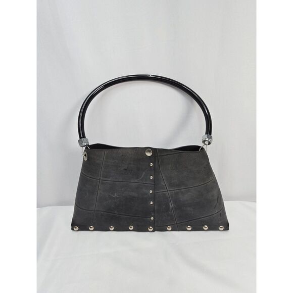 Unknown Handbags - Y2K Black‎ "Roadbags" by Mace Upcycled Studded Tire Bag Purse I-95 Goth Grunge